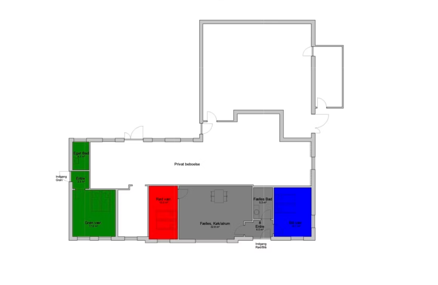 Plantegning over Årslev B&B